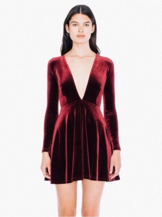 American Apparel Dresses & Skirts - American Apparel Dress Women XS V Neck Skater Long Sleeve Indie Sleaze EUC
